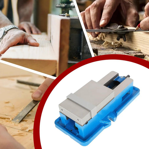 4 Inch Lock Down Milling Vise Workhorse For Drill Press And Milling Machine With 100 Mm Jaw Width High Accuracy Bench Clamp in blue base