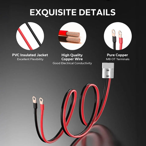 Close-up of copper wire and terminals for 29.2V 20A LiFePO4 Battery Charger With 0V Activation, AC DC Lithium Charger With Anderson Connector