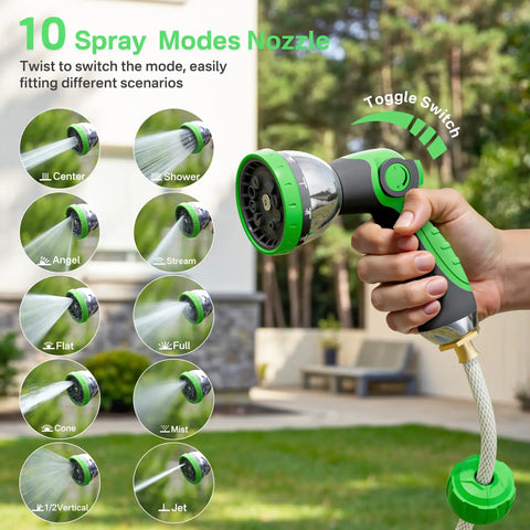 10 spray modes nozzle for Heavy Duty Wall Mounted Garden Hose Reel With 180 Degree Swivel Bracket One Half Inch By 100 Feet Hose Automatic