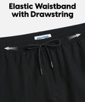 Elastic waistband with drawstring on Mens Quick Dry Swim Trunks 5 Inch Board Shorts With Mesh Lining And Zip Pockets Black Medium