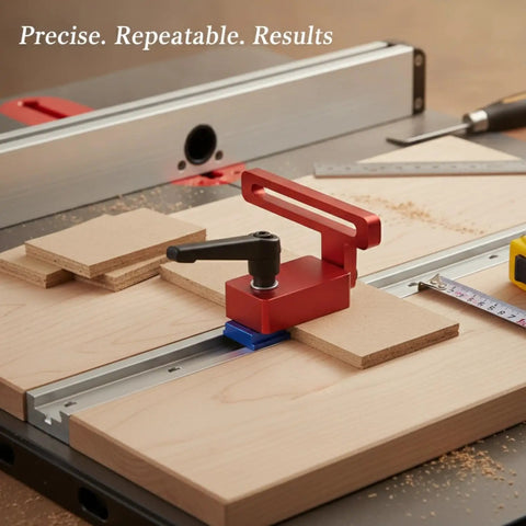 One Pack Aluminum T Track Stopper For Router Table And Table Saw, Must Have Heavy Duty Jig Accessory on wood board