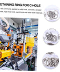 150 Piece 304 Stainless Steel Snap Rings Set C Clip Retaining Rings For Shafts Machinery And Equipment Replacement Kit