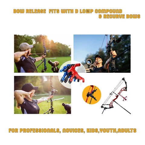 360 Degree Rotatable Thumb Bow Release For Compound Bow Archery Release Trigger With Automatic Jaw Closure 4 Finger Black Bow Release
