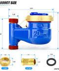 Vertical Water Meter With Three Quarters Inch NPT Couplings For Garden Or Home Use, Cold Water Meter With Brass Fittings, Iron Body