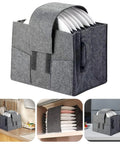 Road Ready Felt Plate Organizer And Campervan Cabinet Game Changer, Knockout Eight Slot Dinnerware Holder In Clean Gray on kitchen counter.