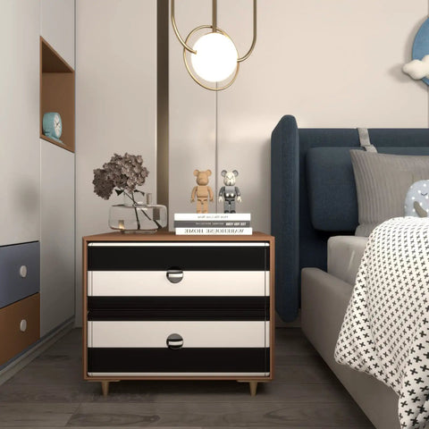 Bedroom with Black And White Striped Peel And Stick Wallpaper For Cabinets And Walls Self Adhesive Removable Vinyl on furniture.
