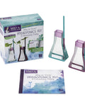Transform Kids Into Junior Botanists With This Hella Awesome Stem Grow Kit Featuring Zero Hassle Indoor Soil Free Planting Plus Glass Flasks And Discovery Logs, 2 glass flasks and gardening diary, STEM education for kids.