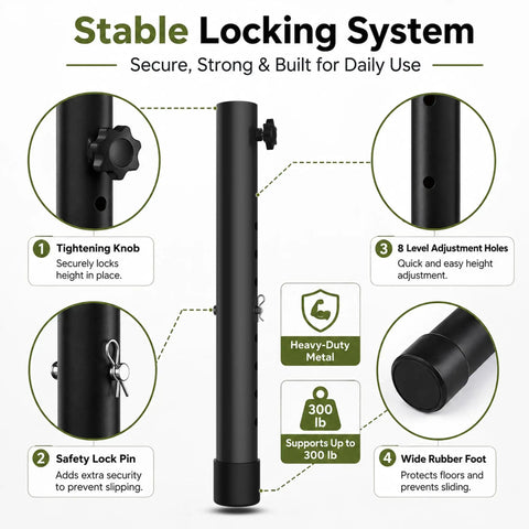 Kick Your Daily Desk Setup Up A Notch With These Heavy Duty Adjustable Table Leg Extenders, featuring a stable locking system and height adjustments.