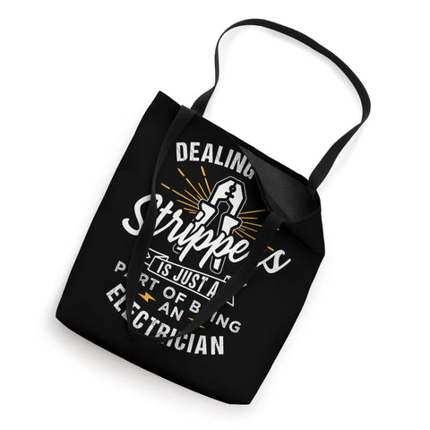Heavy Duty Wire Strippers Electrician Pun Tote Bag For Real Deal Dads And Guys Who Hit The Power Heavy canvas tote with messaging for electricians.