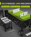 Massive 400L Collapsible Beach Wagon With 10 Inch Balloon Wheels For Sand, comparison of sizes and capacities with others