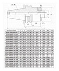 Heavy Duty Bt50 Cnc Collet Fixture Featuring Fma 25 4 Shank With Three Hundred Fifty Millimeter Length Premium Stainless Steel Build Shock Absorbing Core For Rock Solid Holding On Milling And Grinding Tools No Sweat Setup technical specifications table with dimensions and models.