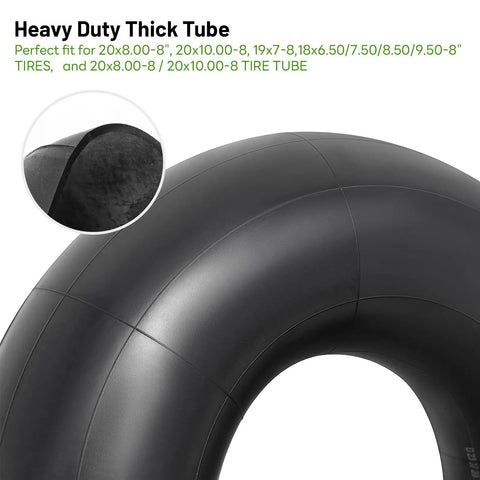 Heavy Duty 2 Piece Inner Tube Pack For Lawnmowers Golf Carts And Tractors Fits 20X8 18X9 Rims Featuring Tr13 Straight Valve Stem close-up view of thick rubber tube