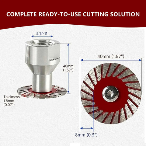 Built Tough 1.57 Inch Diamond Saw Blades Set For Granite Marble And Sandstone 40Mm Mini Cutter Kit with 40mm disc and mounting.