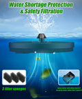 Solar Water Fountain With One Hundred Percent Glass Panel And Three Point Five Watt Pump Built In Two Thousand mAh Battery Seven Nozzles Four Fixers Colorful Spray For Bird Baths Fish Tanks And Outdoor Use shown with filtration features