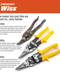 Crescent Wiss MetalMaster aviation snips set with three snips straight left right yellow handles.