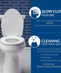 Front view of Linden Soft Close Toilet Seat 2 Pack Non Slip Heavy Duty Wood Round White Easy Install Made In USA Quiet Hinges