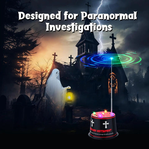 Real Talk Ghost Hunter EMF Detector With Enhanced Magnetic Field Amplifier, Real Time EMF Readings, Auto Calibration, 5 Level Sensitivity, Precise Plus Or Minus 1 C Temperature Tracking, 9V Battery Included For Paranormal Investigations used in a haunted church scene