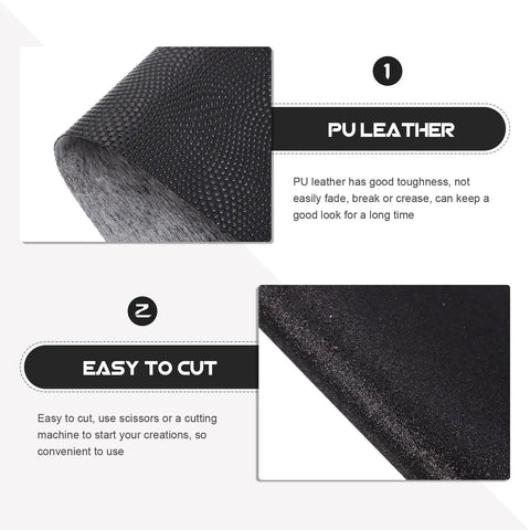 Epic Black Pu Faux Leather Sheets Craft Kit 8 PCS For Jewelry Earrings Hair Bow Making Home Decor Diy Leatherette Fabric Supplies Cool For Custom Purses Cosmetic Bags Handmade Accessories Get Your Creative Vibes Going And Show Your Style Now. black PU leather texture and easy-to-cut sheet close-up