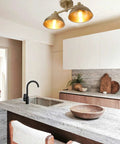 Two Light Semi Flush Mount Ceiling Fixture With Industrial Metal Shade Vintage Inspired Modern Style Lighting in kitchen