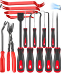 17 Piece Pro Grade Mechanic Hook And Pick Tool Set for auto trim removal, shown with handles and metal tips on white background