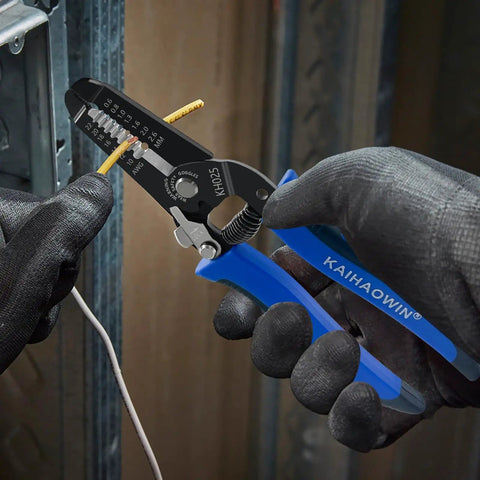 Five Pack Wire Strippers And Cutters With Safety Lock And Spring Loaded Pro Grade Electrician Pliers For 10 To 22 AWG Stranded Wire