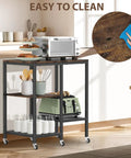 Go To Rolling Kitchen Cart With Wheels 4 Tier Baker Rack Microwave Stand And Coffee Bar Table with small appliances and storage