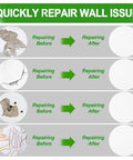 EZ Drywall Patch Kit With Waterproof Spackle And Heavy Duty Wall Mender For Quick Home Fixes showing before and after wall repairs.