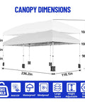 Diagram showing dimensions of 10x20 Heavy Duty Pop Up Canopy With 6 Removable Sidewalls Commercial Wedding Tent And Event Shelter.