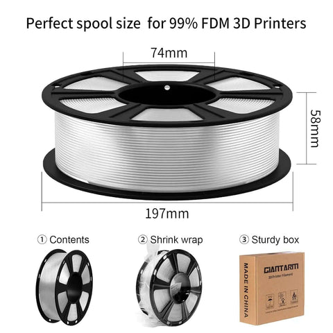 Crystal Clear PLA Filament 1.75Mm 1Kg Spool for 3D Printing Vacuum Packed Warp-Free with low shrinkage and smooth layer bonding