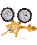 Uniweld RHP400 nitrogen regulator with brass body and dual gauges; CGA580 inlet, 1/4 in. flare outlet
