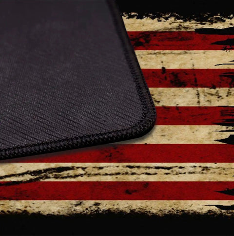Close-up of the Large Extended Gaming Mouse Pad With Stitched Edges And Non Slip Waterproof Rubber Base, American Flag Design