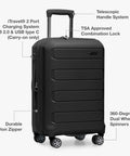 Amazon Pagosa hardside 22-inch carry-on luggage with spinner wheels, black, front view