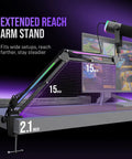 Extended reach arm stand for Gaming Microphone Kit For PC With XLR And USB Dynamic Mic Cardioid Mic Set RGB lighting visible