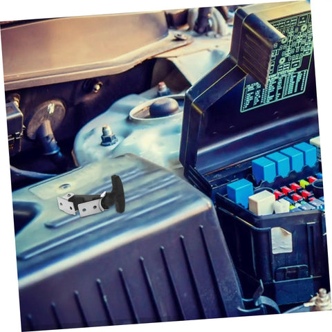 Elastic Shock Absorbing T Handle Draw Latch Rubber Hood Lock shown on engine, durable rubber construction for marine gear, no fuss install.