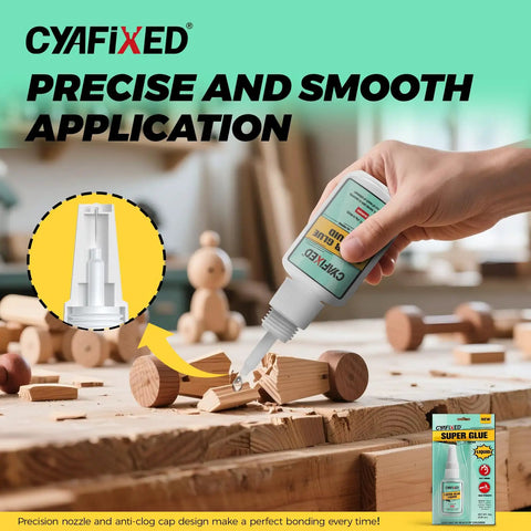 Clear Quick Dry Cyanoacrylate Glue For Wood Plastic Metal Glass Ceramic Leather And More For DIY Projects applied on wood model.
