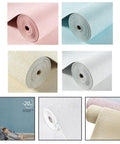 Hassle Free Peel And Stick Self Adhesive Wallpaper Roll Hella Waterproof Moisture Proof Thermal Insulation, various colors displayed.