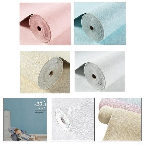 Hassle Free Peel And Stick Self Adhesive Wallpaper Roll Hella Waterproof Moisture Proof Thermal Insulation, various colors displayed.