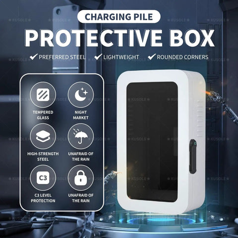 Tough As Nails Wall Mount Charging Station Box Lockable Weatherproof Cord Keeper Indoors And Outdoors Super Handy Cable Organizer with clear window.