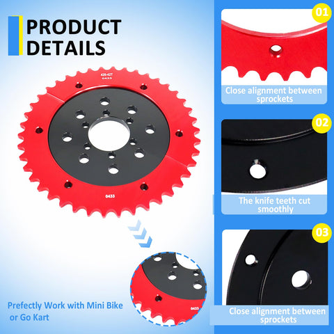 Universal 42 Tooth Aluminum Split Sprocket With Rear Drive Hub Adapter For 212cc And 196cc Mini Bikes And Go Karts Fits 80cc And 105cc Engines Heavy Duty Easy Install