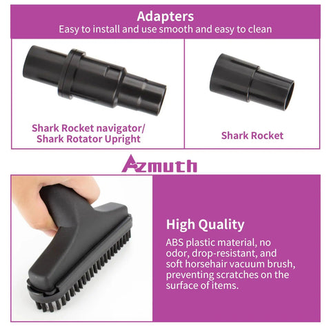 Seven Piece Vacuum Attachments Kit With Hose Adapter showing Shark Rocket adapters and upholstery brush