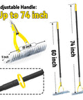 Long Handle Thatch Rake For Lawn With 74 Inch Handle 15 Inch Dethatcher Rake For Grass with adjustable handle shown