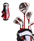 Slick Design Kid Approved Golf Club Set Right Hand Ages 6 To 8 Fully Loaded With Driver Hybrid Irons Stand Bag And Covers In Bright Red.