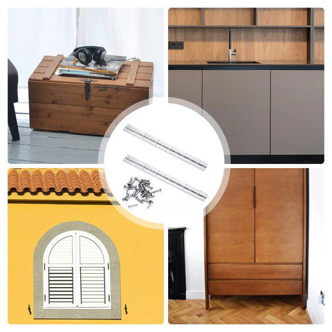 Hella Durable 12 Inch Piano Hinges Two Pack Stainless Steel Continuous Hinge shown with wood storage box and screws.
