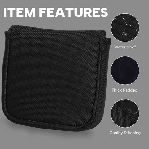 All Black Mallet Putter Head Cover With Magnetic Closure For A Snug Fit Square Style Nylon Version Waterproof Feature