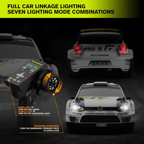 Remote and headlights of All Terrain RC Monster Truck For Adults With Gyro Top Speed 50 Plus MPH 4WD Off Road Rally Car