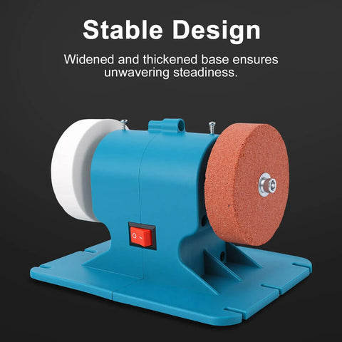 Sick Mini Bench Grinder Hitting 6000 Rpm With Dual 36 And 60 Grit Wheels showing stable design and dual grinding wheels.