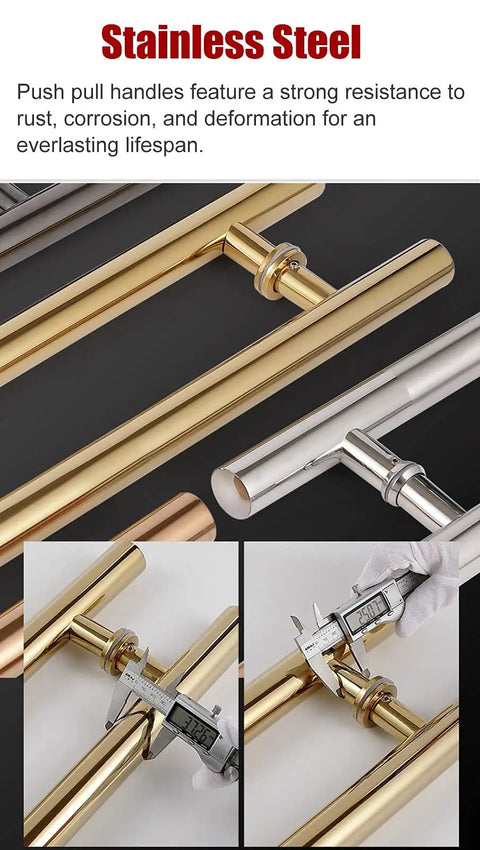 Built Like A Tank Heavy Duty Barn Door Push Pull Bar Two Handed Grip Adjustable 24 To 59 Inches Cool Silver Stainless Steel Wall Mounted Grabbar Glides Smooth As Butter Fast Install