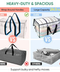 Comparison of Six Pack Oversized Moving Bags With Reinforced Handles and other bags showing handle and capacity differences