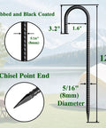 12-Inch rebar stake with ribbed finish, J-hook, 5/16 inch diameter, suitable for outdoor projects shown with camping backdrop