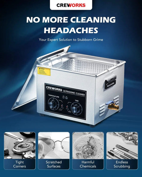 15L Ultrasonic Cleaner With Knob, 760W Total Power, 40kHz Digital Cavitation And Heater, shown with open lid for industrial use